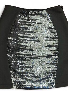 Bebe Addiction Black Skirt with Sequin Front Panel Size M
